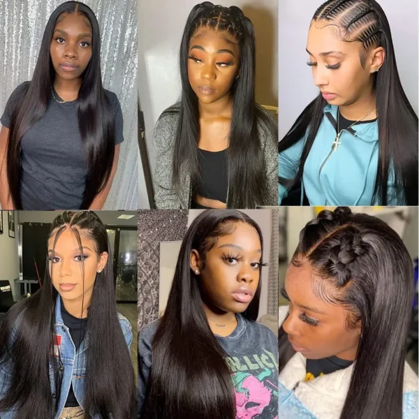 bone straight hd 13x4 lace closure brazilian human hair weave 3 or 4 bundles with frontal closure, natural color