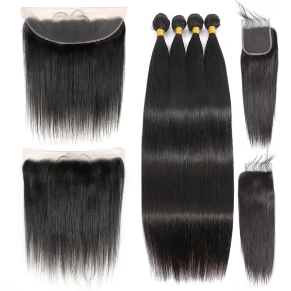 ombre black (4/30) brazilian straight remy hair extensions, 3 or 4 bundles with natural 4x4 lace frontal closure