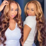 p4/27 highlight body wave brazilian bone straight remy hair extensions, bundles with frontal closure for women