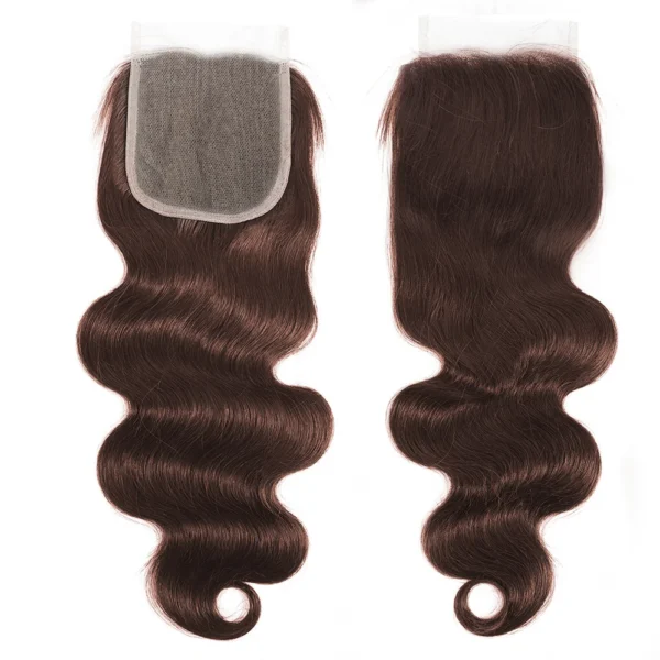 t1b/27 chocolate brown body wave brazilian human hair, 3 or 4 bundles with 4x4 lace closure, 100% human hair extensions