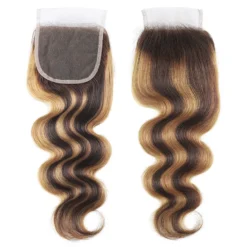 p4/27 highlight body wave brazilian bone straight remy hair extensions, bundles with frontal closure for women