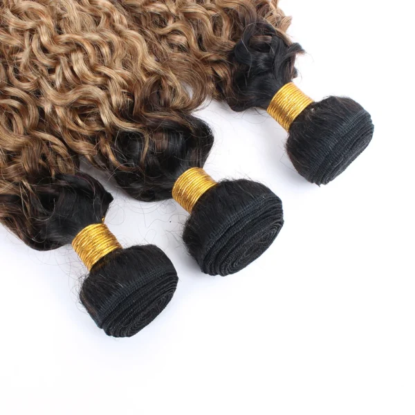 t1b/27 colored curly human hair bundles with 4x4 lace closure, 100% human hair extensions for women