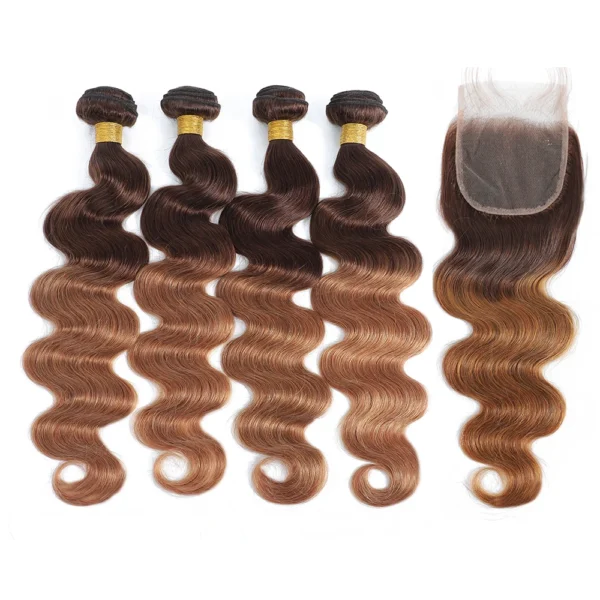 4/30hl ombre brazilian body wave remy hair, 3 or 4 bundles with 4x4 or 13x4 hd lace frontal closure