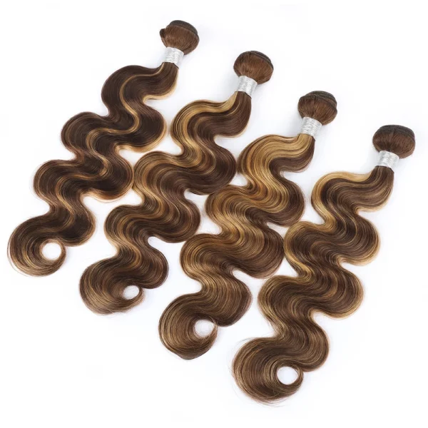 p4/27 highlight body wave brazilian bone straight remy hair extensions, bundles with frontal closure for women