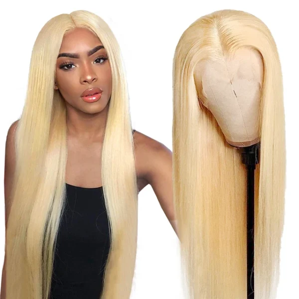 30 inch #613 straight hd lace front wig, 100% human hair, 4x4 & 13x4 lace closure, brazilian blonde cosplay wig for women