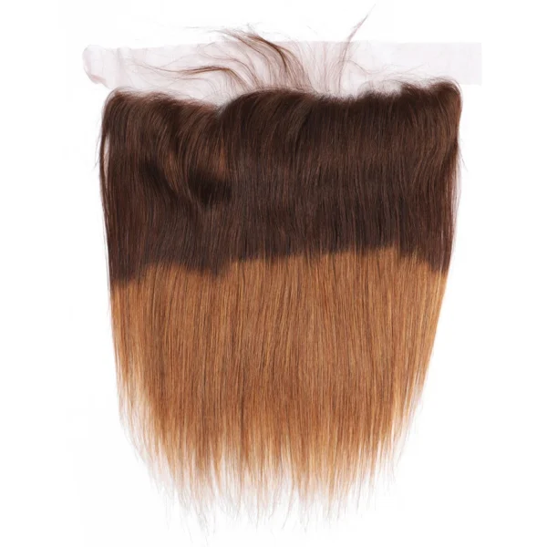 straight ombre 4/30 brown brazilian hair 3 bundles or 4 bundles with hd transparent lace frontal closure, remy human hair