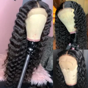 curly glueless brazilian frontal wigs ready to wear hd lace deep wave lace front human hair wig, 5x5 4x4 13x4 lace closure wigs